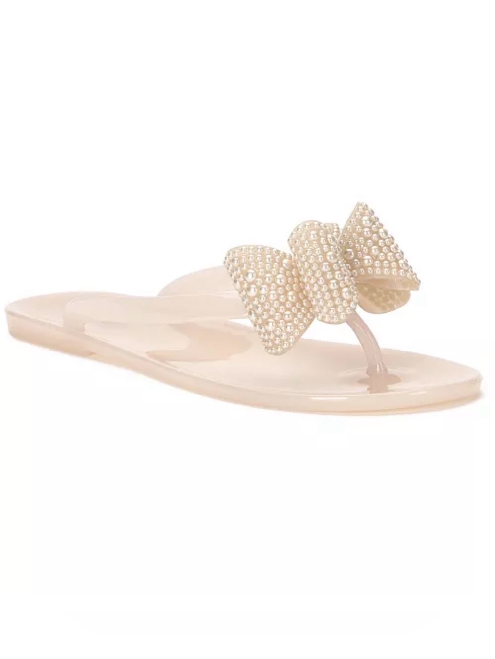 Pearl Bow Jelly Flip Flop - Women's Nude